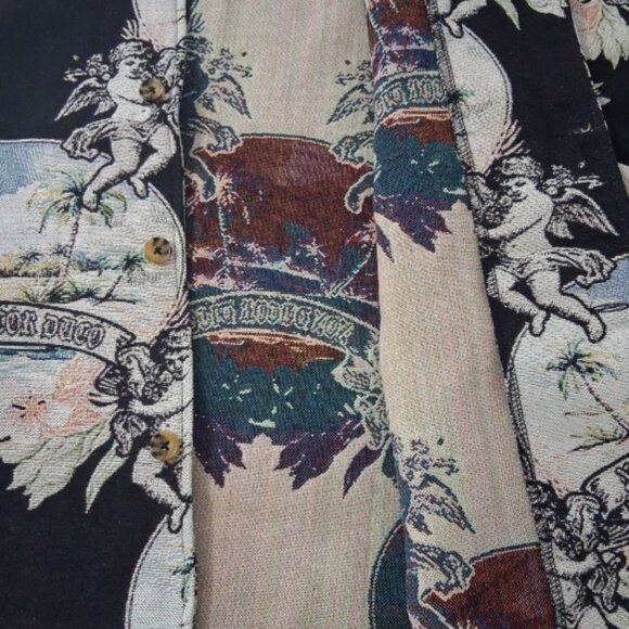 Rebel Vengeance Shacket Men's Large Cherubims And Oasis Print Non Ducor Duco. - Picture 5 of 11